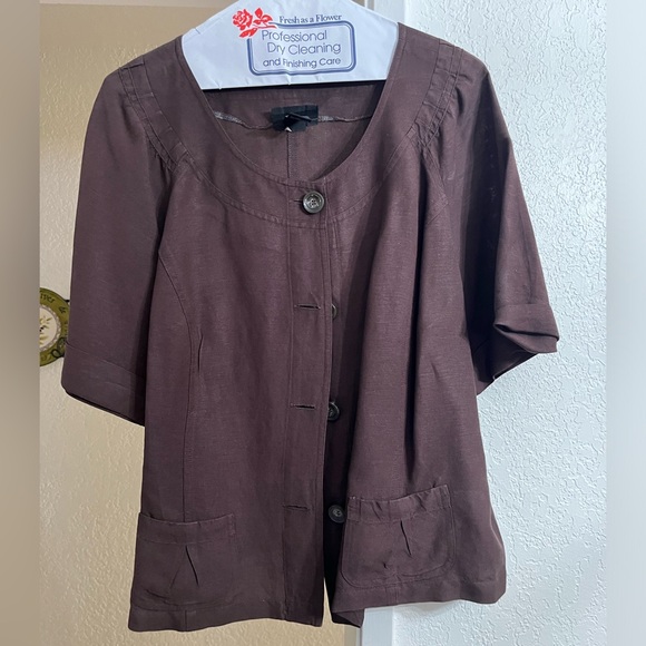 Lane Bryant brown linen blend top - Picture 2 of 3